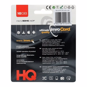 IMRO Atminties kortelė microSD 16GB 100MB/s klasė 10 UHS I su SD adapteriu