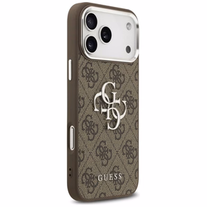 Guess Чехол для iPhone 17 Pro Max GUHCP17XP4G4SMCW (4G PU Leather Case with Big 4G and Classic Logo and Silver Metal Camera Frame) коричневый