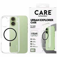 CARE by PanzerGlass Flagship Urban Explorer dėklas su juodu MagSafe iPhone 17 - permatomas