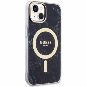 Guess GUHMP14SPCUMAK iPhone 14 6.1" juodas/juodas kietas dėklas Marble Magnetinis