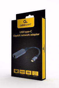 Gembird A-USB3C-LAN-01 nešiojamojo kompiuterio dokas/prievadų replikatorius USB 3.2 Gen 1 (3.1 Gen 1) Type-C juodas, pilkas