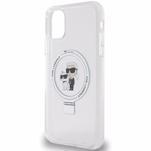 Karl Lagerfeld KLHMN61HMRSKCH iPhone 11 / Xr 6.1" baltas/baltas kietas dėklas su žiediniu stovu Karl&Choupette Magnetinis
