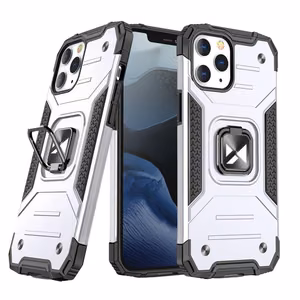 Wozinsky Ring Armor dėklas telefonui iPhone 14 Pro šarvuotas dangtelis magnetinis laikiklis žiedas sidabrinis