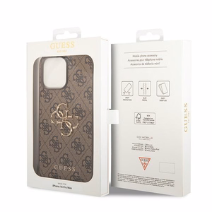Guess GUHCP15X4GMGBR iPhone 15 Pro Max 6.7" rudas/rudas kietas dėklas 4G Didelis Metal Logo