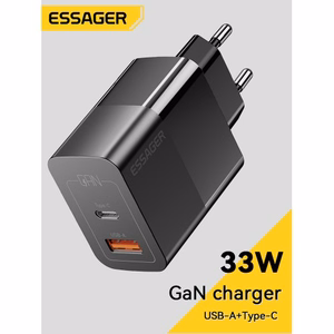 Įkroviklis Essager GaN Pinson juodas 33W (PD / QC3.0)