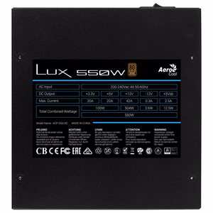 Aerocool LUX 550W maitinimo blokas 20+4 pin ATX ATX Juoda