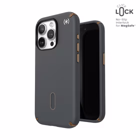 Speck Presidio2 Pro ClickLock & MagSafe - iPhone 15 Pro dėklas (Charcoal pilkas / Cool Bronze)