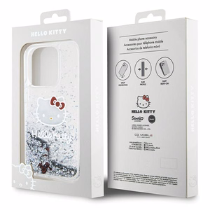 Hello Kitty Liquid Glitter Charms Kitty Head dėklas telefonui iPhone 13 Pro / 13 - sidabrinis