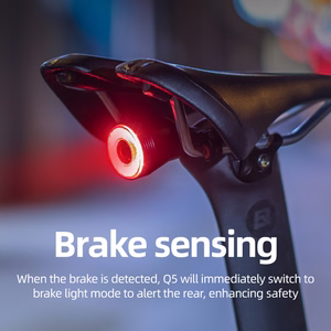 Rockbros Q5 galinis dviračio žibintas su Intelligent Stop System - juodas