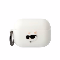 KLAP2RUNCHH AirPods Pro 2 dėklas baltas silikoninis Choupette Head 3D