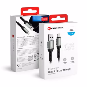 Cable USB A to Lightning Forcell F-Energy 2,4A 12W Cafule 0,5 m C257 black