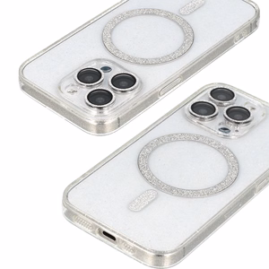 Blizgus magnetinis dėklas telefonui Iphone 12 Pro skaidrus