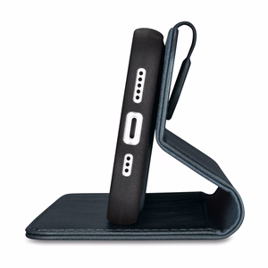 iCarer Aliejaus Vaško Piniginės Dėklas 2in1 Dangtelis iPhone 14 Pro Max Odinis Atverčiamas Dėklas Anti-RFID Mėlynas (WMI14220724-BU)