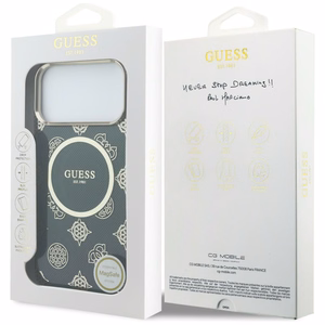 Guess IML Peony Dot MagSafe Dėklas for iPhone 17 Pro Max - juodas