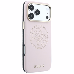 Guess Perforated 4G Gold Logo MagSafe dėklas, skirtas iPhone 17 Pro / 18 Pro – spalva: rožinė