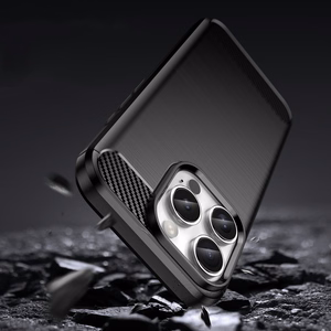 Carbon dėklas telefonui iPhone 16 Pro Max silikoninis dėklas - juodas