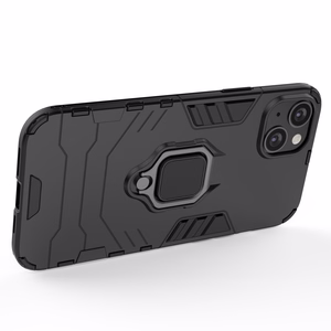 Ring Armor dėklas telefonui iPhone 14 Plus šarvuotas dangtelis su magnetiniu laikikliu ir žiedu juodas