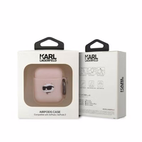Karl Lagerfeld KLA2RUNCHP AirPods 1/2 dėklas rožinis/rožinis silikoninis Choupette galva 3D