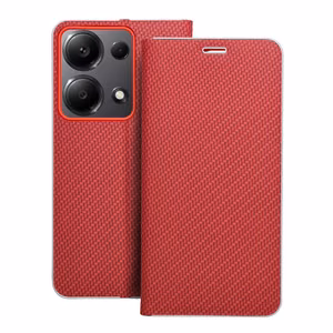 LUNA Book Carbon dėklas telefonui XIAOMI Redmi Note 13 Pro 4G / POCO M6 Pro 4G raudonas