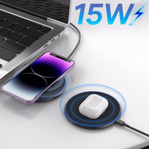 Wozinsky WLI-01Y 15W Qi indukcinis įkroviklis su USB-C kabeliu - juodas