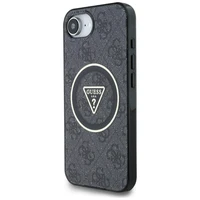Guess IML Metal Glitter 4G Circle Triangle Magnetinis dėklas telefonui iPhone 16e - juodas