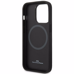 Dėklas telefonui BMW BMHMP14X22RPSR iPhone 14 Pro Max 6.7 - raudonas odinis sėdynių raštas MagSafe