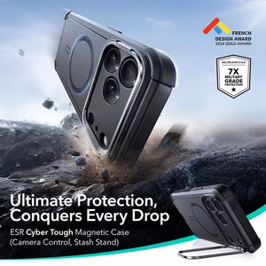 ESR Cyber Kickstand Magnetinis dėklas telefonui iPhone 17 Pro Max - juodas