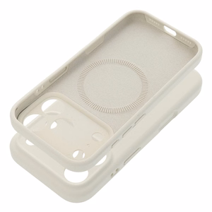 Dėklas iPhone 17 Pro Max / 18 Pro Max (žemas kameros kraštas) Forcell F-Protect Rubber Premium, suderinamas su MagSafe, antikinės baltos spalvos