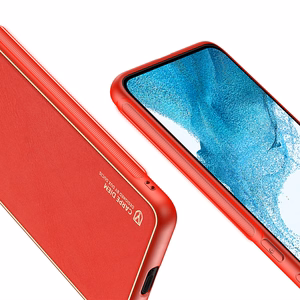 Dux Ducis Yolo elegantiškas dėklas iš ekologiškos odos Samsung Galaxy S22 + (S22 Plus) raudonas