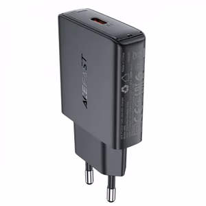 Acefast A65 PD 20W GaN USB-C itin plonas sieninis įkroviklis - juodas