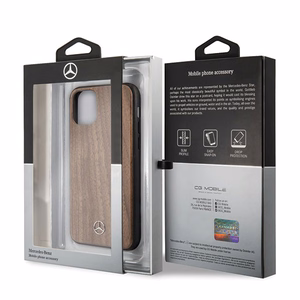 Mercedes Wood Line Walnut dėklas iPhone 11 Pro Max - rudas