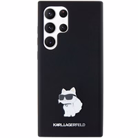 Karl Lagerfeld silikoninis Choupette metalinis ženkliukas dėklas telefonui Samsung Galaxy S24 Ultra - juodas