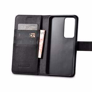 iCarer Piniginės dėklas Samsung Galaxy S23 odinis dėklas piniginė juodas
