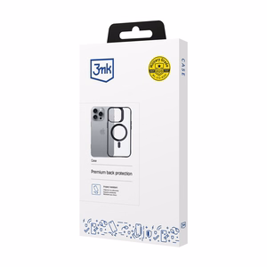 3mk Satino šarvuotas Magnetinis dėklas su MagSafe iPhone 16 Pro Max - skaidrus su juodu rėmeliu