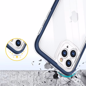 Прозрачный чехол 3in1 для iPhone 11 Pro Max гелевый с рамкой синий