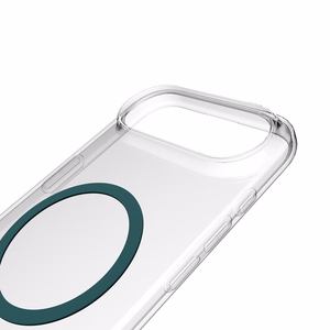 Puro Lite Mag TPU+PC dėklas telefonui suderinamas su MagSafe iPhone 17 Air - skaidrus su turkio spalvos žiedu