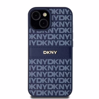 DKNY Odinis mono juosta ir metalinis logotipas dėklas telefonui iPhone 15 / 14 / 13 - mėlynas