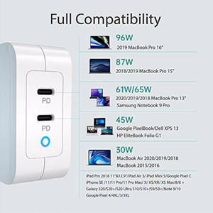 Kroviklis CHOETECH GaN 2xUSB Type-C: 100W, PD