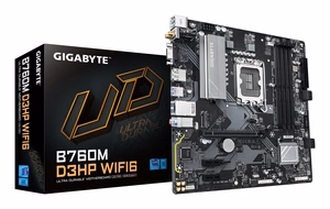 GIGABYTE B760M D3HP WIFI6 pagrindinė plokštė - palaiko Intel Core 14 kartos procesorius, 4+1+1 fazių skaitmeninis VRM, iki 5600MHz DDR5, 2xPCIe 4.0 M.2, Wi-Fi 6, GbE LAN, USB 3.2 Gen1