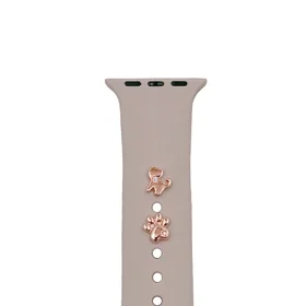 Pin Charms rinkinys laikrodžio dirželiams katė rožinis auksas