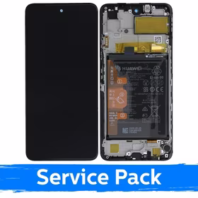 Ekranas skirtas Huawei P Smart 2021 / Honor Y7a / Honor 10X Lite juodas su rėmeliu (Service Pack)