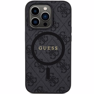 Dėklas Guess PU Leather 4G Colored Ring MagSafe Apple iPhone 15 Pro Max juodas