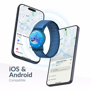 Поисковая метка Beeep OneTag с детским браслетом на застёжке Velcro, Dolphin, Apple Find My / Android