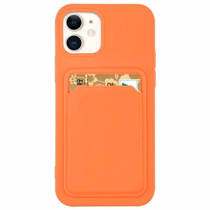 Kortelių dėklas silikoninė piniginė su kortelių skyriumi dokumentams iPhone 12 Pro, oranžinis