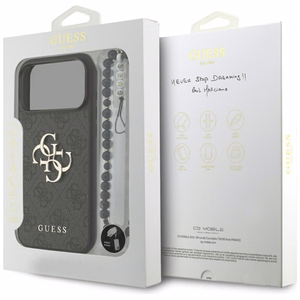 Dėklas Guess PU 4G Metal Logo Strap Apple iPhone 17 Pro Max juodas