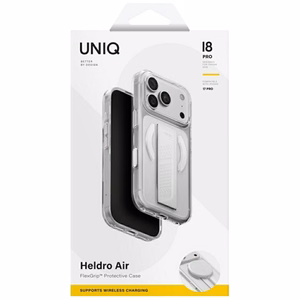 Uniq Heldro Air Magclick Charging dėklas iPhone 18 Pro / 17 Pro – skaidrus