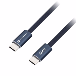 Laidas USB C į USB C Forcell F-Energy QC4.0 PD 3A 60W Cafule Flat 1,2 m CCFN23 tamsiai mėlynas
