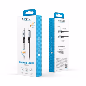 Forever Braix laidas USB-C - USB-C 1,0 m 60W juodas