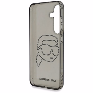 Karl Lagerfeld dėklas telefonui su kalnų krištolais Karl Head logotipu Samsung Galaxy S25 juodas