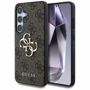 Guess didelis 4G logotipo dėklas Samsung Galaxy S25 rudas